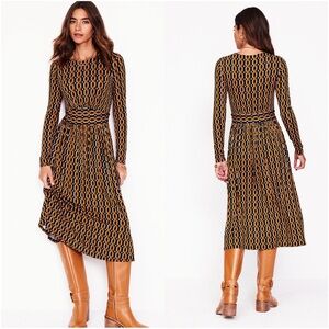 BODEN Thea Long Sleeve Jersey Dress Ochre Chain